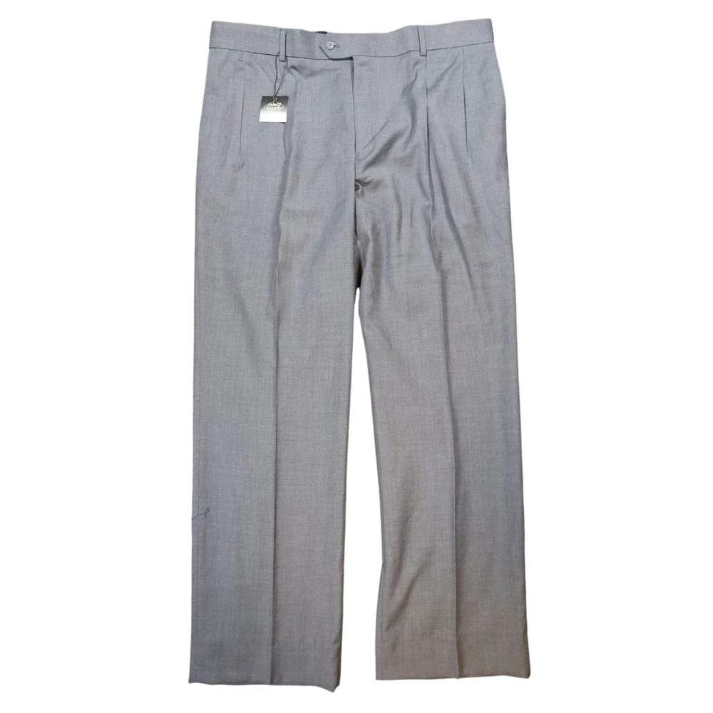Stafford Dress Pants Mens 44x32 Gray Excellent Pleated‎ Worsted Wool Blend